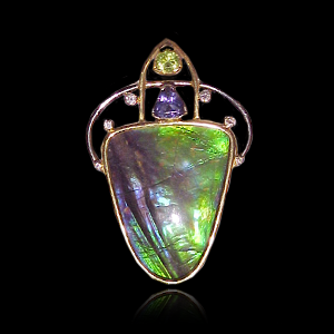 Ammolite Natural Broach Pendant